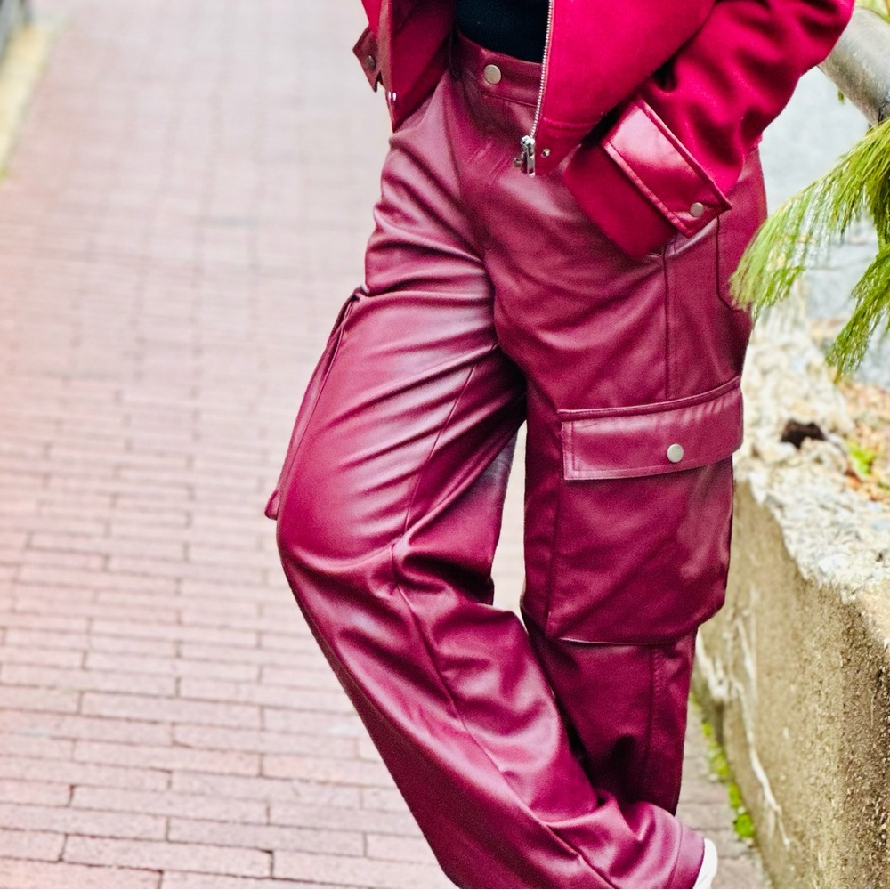 Nice red leather jeans